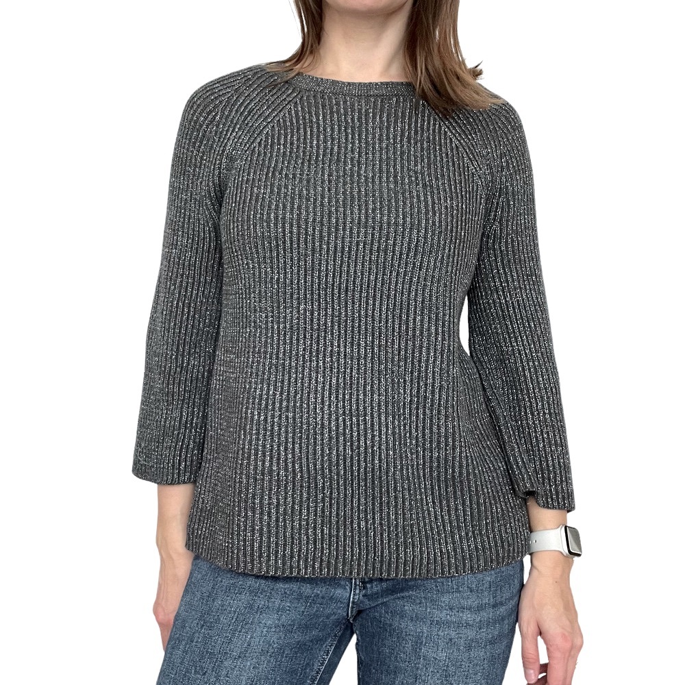 Banana Republic Ribbed Oversize Bell Sleeve Metallic Sweater Women Size Small